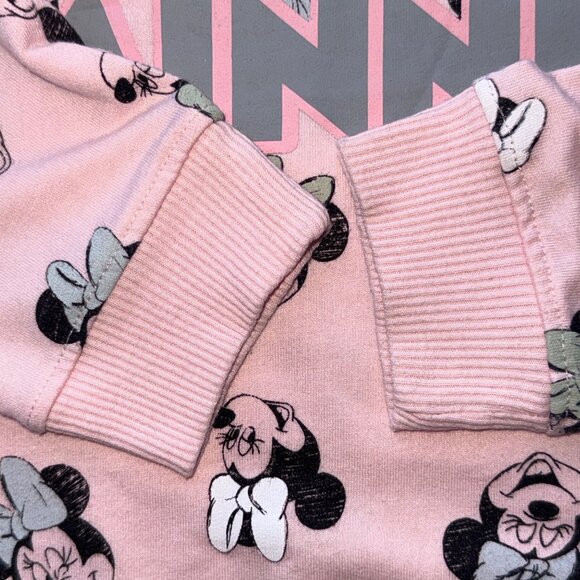 Disney Minnie Mouse Kids Sweatshirt Size 7 Pink & Gray Cotton Blend - Picture 4 of 7